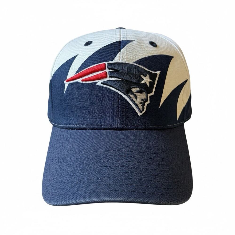 Vintage New England Patriots Sharktooth Hat Strap Back NFL Brand Equipment 90s